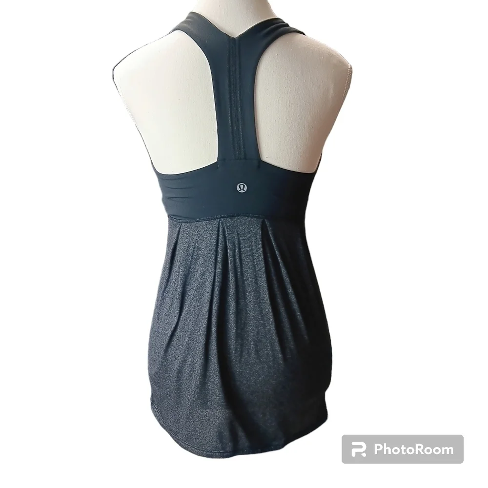 LULULEMON Power Dance tank top sz 4 Coal / Heathered Blurred gray